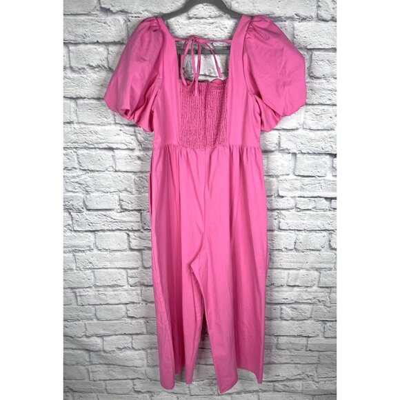 CROSBY MOLLIE BURCH Women's Pink Puff Sleeve Jumpsuit Medium - Picture 7 of 7